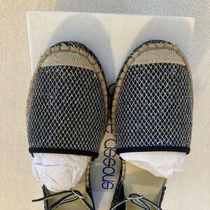 Andre Assous 'Ingrid' Anthropologie Brand Espadrille Flat Size 37 Black / Silver